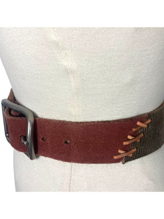 Vintage Lucky Brand Multicolor Suede Corduroy Belt Medium Whipstitch Boho main image 12